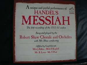 RCA RED SEAL 3 LP Box Set HANDEL Messiah ROBERT SHAW CHORALE  