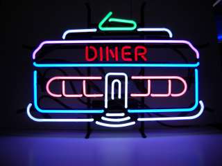   Diner Car Neon Sign on metal grid great for window or wall  