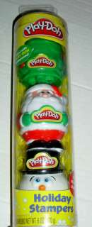 PLAY DOH HOLIDAY CHRISTMAS STAMPERS SET* SANTA,TREE,SNOWMAN FILLED W 