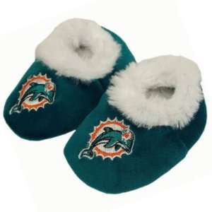   DOLPHINS OFFICIAL LOGO BABY BOOTIE SLIPPERS 0 3 MOS