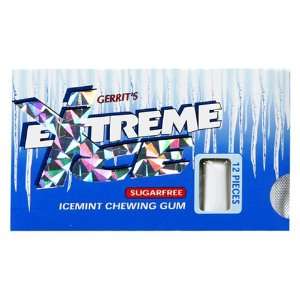 Gerrits Extreme Ice Sugar Free Chewing Gum, Icemint, 12 Count 