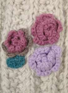 American Rag Womens Accesories Ivory Purple Flower Braided Knit 