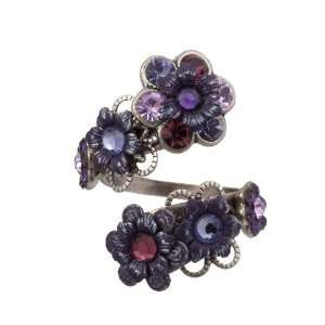Michal Negrin Silver Coating Wrap Ring with Purple Swarovski Crystals 