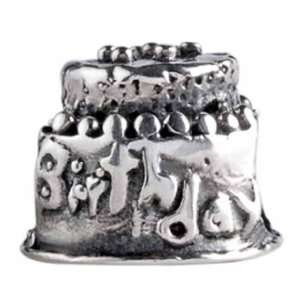   Sterling Silver Birthday Cake Bead Charm MAU027 Silverado Jewelry
