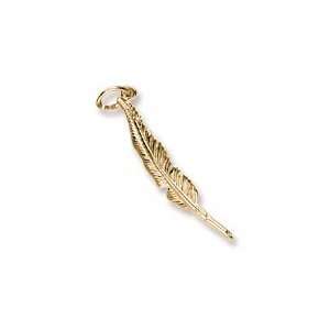 Feather Pen Charm in Yellow Gold
