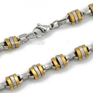 Options NEW Black/Gold MENS 316L Stainless Steel Link Necklace 