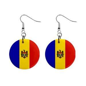 Moldova Flag Button Earrings