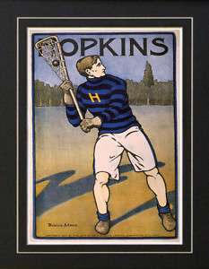 1905 Johns Hopkins University Lacrosse Poster Vintage  