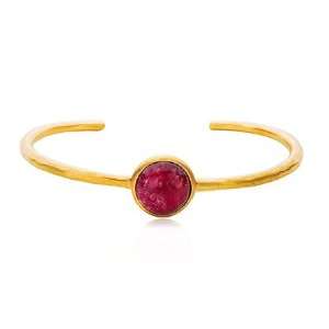  Ruby Round Cuff Bracelet in 24 Karat Gold Jewelry