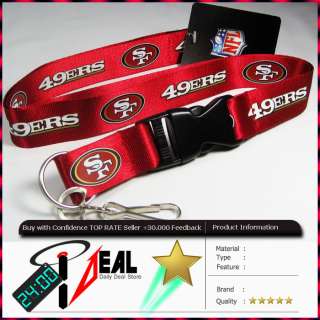 NFL SAN FRANCISCO 49ERS OFFICIAL LANYARD KEY CHAIN ID RED  