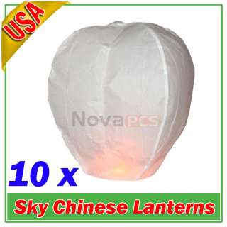 10x Sky Fire Chinese Lantern Xmas Wedding Party White  