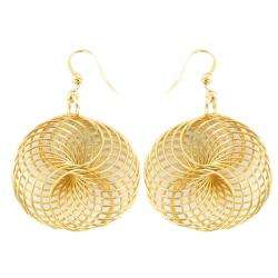 Goldtone Spiral Wire Dangle Earrings  