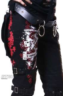 Gothic Punk Rock Corset Laceup Honeycomb Knee Guard Gear Pants Jeans 