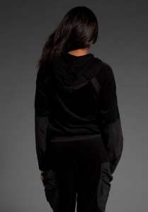 NWOT JUICY COUTURE Black Luxe Terry & Sandwashed Silk Zip Hoodie 