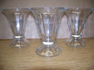 SET OF 3 GLASS ICE CREAM SUNDAE CUP DISHES DESSERT  