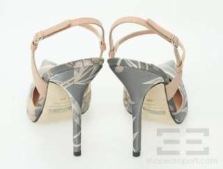 Dolce & Gabbana Grey & Peach Floral Slingback Heels Size 39 NEW  