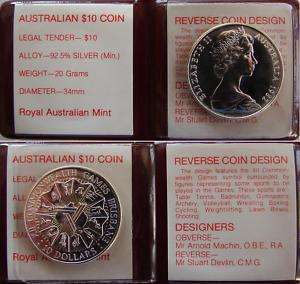 AUSTRALIA 1982. $10 DOLLARS SILVER COIN BU UNC BRISBANE  