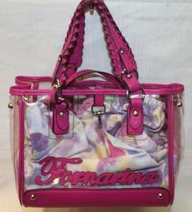   Alisea Clear/Pink Small Drawstring Heart Satchel Handbag Bag B624PS26