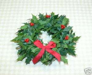 Miniature A+ Holly Wreath w/Red Berries/Bow DOLLHOUSE  