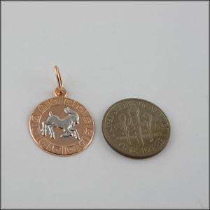 Solid Rose Pink Gold Pendant zodiac sign Capricorn NEW  