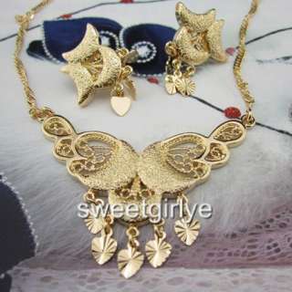 Elegant Engagement 24k Gold filled WOMENS necklace/earrings sets 