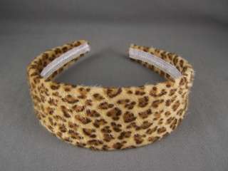 Cheetah leopard big cat wild animal print faux fur headband 1.75 wide 