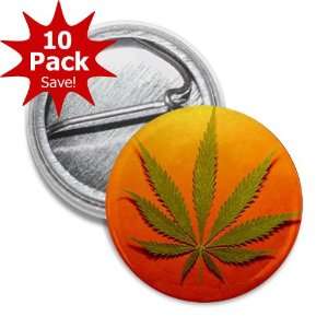 ORANGE SUN Marijuana Pot Leaf 10 Pack of 1 inch Mini Pinback Button 