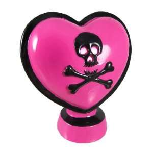  Hot Pink / Black Skull & Crossbones Heart Piggy Bank: Home 