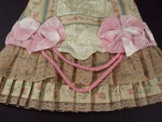 French Cotton & Silk Satin Dress Antique for 24 Jumeau Steiner Bru 
