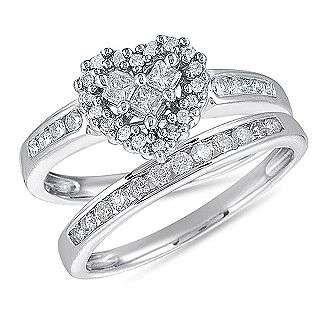 10KW 1/2 cttw Diamond 3 Stone Heart Bridal Set  Today Tomorrow 