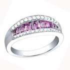 Carat Pink Sapphire & Diamond 14k White Gold Fashion Ring (Size 