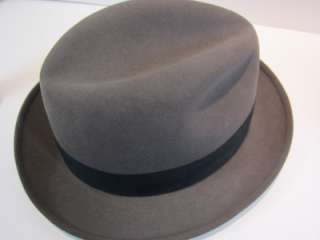 Vintage Hat Fedora Dark Grey Felt Churchill 7 1/4 1950s Mad Men Style 