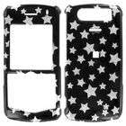 BlackBerry Pearl 8110/8120/8130 Black w/White Stars Snap On Protector 