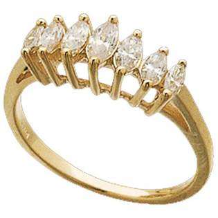   Yellow Gold Lucky Seven Marquise Diamond Anniversary Ring  Jewelrydays