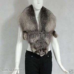 Silver Blue Fox Fur Scarf/Collar/Cape/Shawl/Wrap/Poncho  