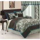 OctoRose King Size Teal Blue and Brown with embroidery Comforter set