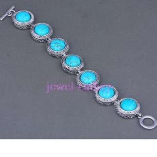 Tibet Silver Round TURQUOISE Gemstone Cuff Bracelet 131  
