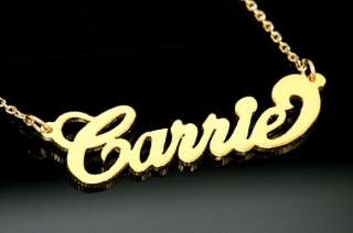 14K SOLID YELLOW GOLD CARRIE NAME NECKLACE w/Chain SATC  
