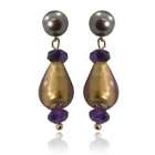   Black Fresh Water Cultured Pearl and Murano Glass Bead Earrings