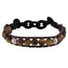 Clarity Tiger Eye Leather Bracelet with Sterling Silver Beads
