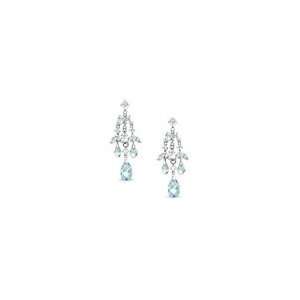 ZALES Blue and White Topaz Drop Earrings in Sterling Silver with 