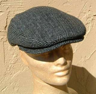   Grey Wool Herringbone Gray S or M or L or XL Newsboy Sports Hat