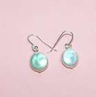 Freshwater White Coin Pearl Dangle Earrings 925 wires