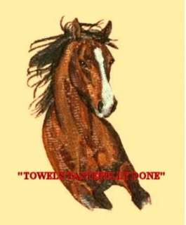 RUNNING ARABIAN HORSE  2 EMBROIDERED HAND TOWELS by Susan  