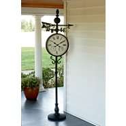 Garden Oasis Weather Vane Clock with Temperature & Humidity Gauges at 