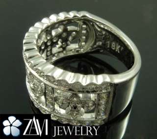 59CT Fleur De Lis Diamond Wedding Ring Band 18K White  