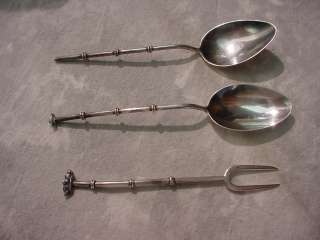 Antique Art Deco CONDIMENT HOLDER & JARS w/ Sterling Spoons & Fork Set 
