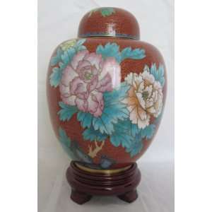   Urn China Style Red w/Flower and Bird (BCURC2820 002) 
