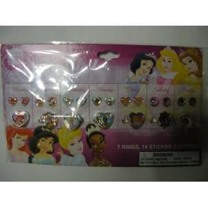 Disney Princess Stick on Earrings and Ring Set 