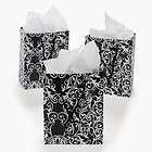 BLACK WHITE SROLL DESIGN GIFT BAGS(LOT OF 12) W/HANDLES